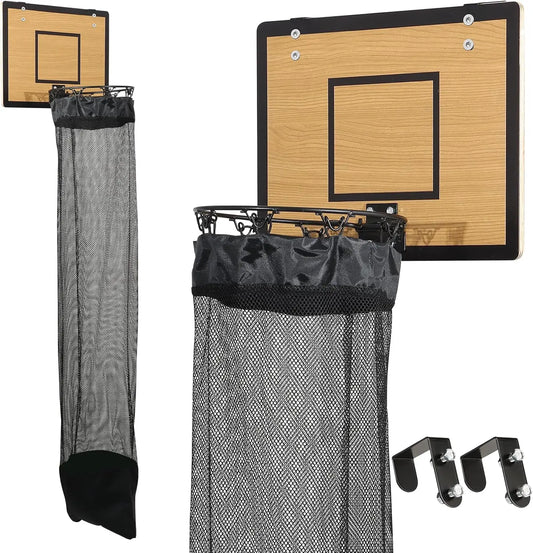 Door-Hanging Basketball Hoop Laundry Basket with Zipper
