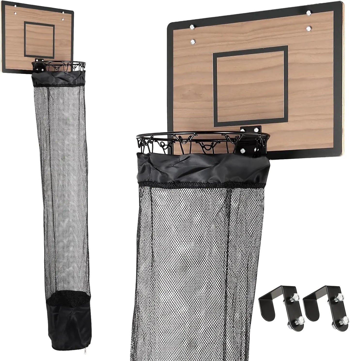 Door-Hanging Basketball Hoop Laundry Basket with Zipper