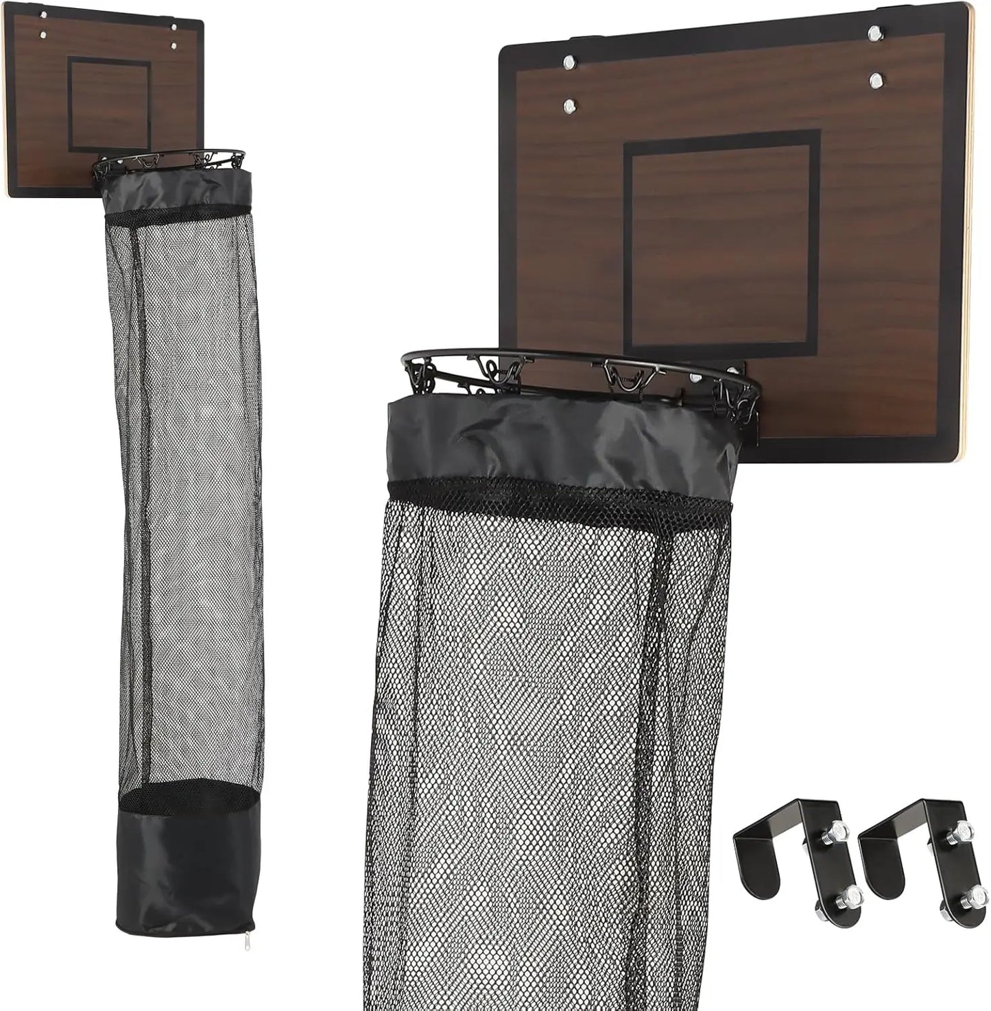 Door-Hanging Basketball Hoop Laundry Basket with Zipper